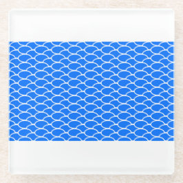 Posavasos De Vidrio Brillantes Olas Geométricas De Baldosas Azules Bri