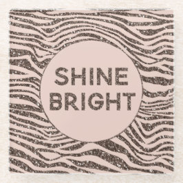 Posavasos De Vidrio Brillo de Purpurina de cebra de color marrón color