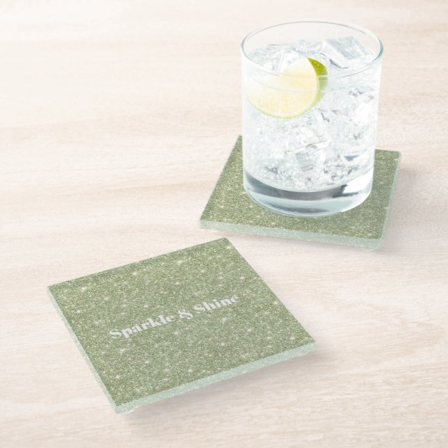 Posavasos De Vidrio Brillo Verde Reluciente (Angular)