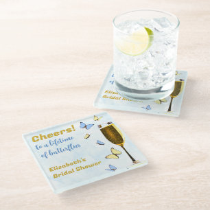 Posavasos De Vidrio Brindis por toda una vida de mariposas Desayuno de