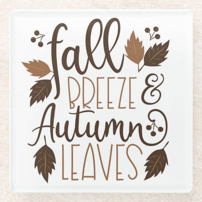 Posavasos De Vidrio Brisa de otoño hojas de otoño (Anverso)