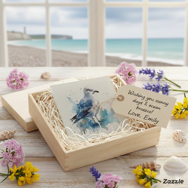 Posavasos De Vidrio Brisa oceánica: acuarela (Subido por el creador)