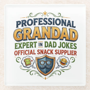 Posavasos De Vidrio Bromas de Abuelo Profesional y Snacks