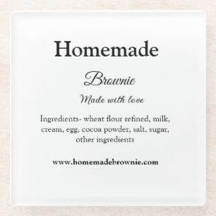 Posavasos De Vidrio Brownie casero hecho con amor agregar texto sitio