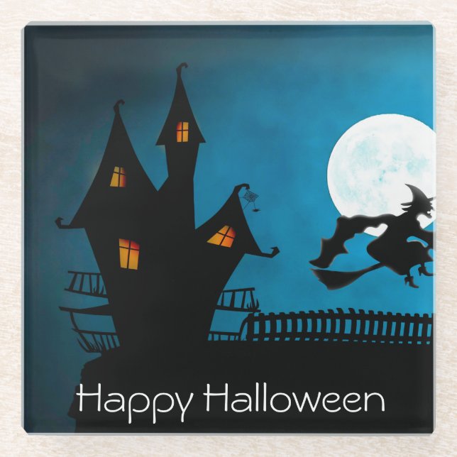 Posavasos De Vidrio Bruja voladora (Anverso)