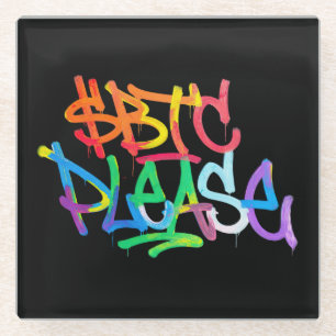 Posavasos De Vidrio "$BTC Por favor" (Estilo 2)