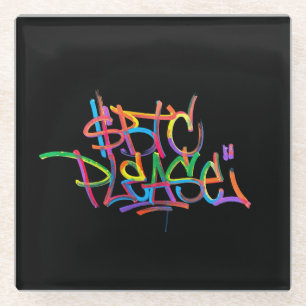 Posavasos De Vidrio "$BTC Por favor" (Estilo 4)