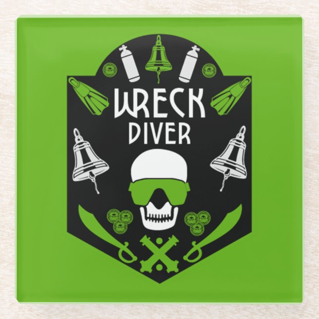 Posavasos De Vidrio Buceadores del mar de naufragios (Anverso)