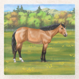 Posavasos De Vidrio Buckskin Dun Quarter Horse