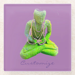 Posavasos De Vidrio Buda verde cubierto de musgo Thunder_Cove