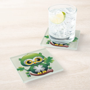 Posavasos De Vidrio Búho Bebé Lindo Cartel de San Patricio