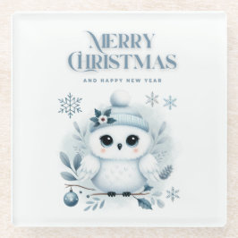 Posavasos De Vidrio Búho navideño
