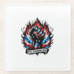 Posavasos De Vidrio Built From Fire – Patriotic Black Power Fist<br><div class="desc">Born from struggle,  standing in freedom. This powerful graffiti-inspired design features a raised Black fist rising from patriotic flames,  with the words “Built From Fire – Still Standing Free.” A bold tribute to strength,  independence,  and Black American pride. Transparent background for clean printing on all products.</div>