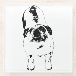 Posavasos De Vidrio Bulldog: búsqueda, B&W negrita