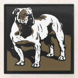 Posavasos De Vidrio Bulldog de animales de la granja Woodcut de Victor