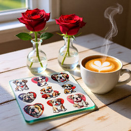Posavasos De Vidrio Bulldog de San Valentín