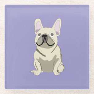 Posavasos De Vidrio Bulldog Francés Crema
