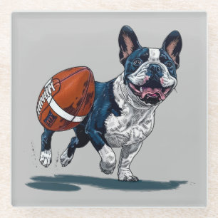 Posavasos De Vidrio Bulldog francés lindo jugando al fútbol