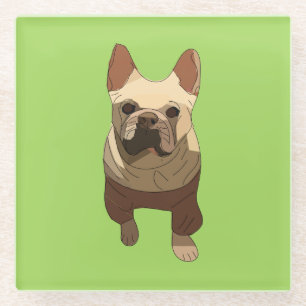 Posavasos De Vidrio Bulldog Francés, Verde Lima