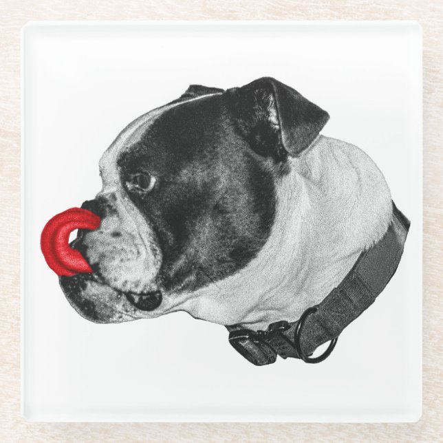 Posavasos De Vidrio Bulldog Red Accent Coaster (Anverso)