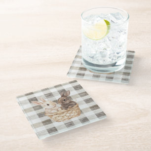 Posavasos De Vidrio Bunnies en una canasta