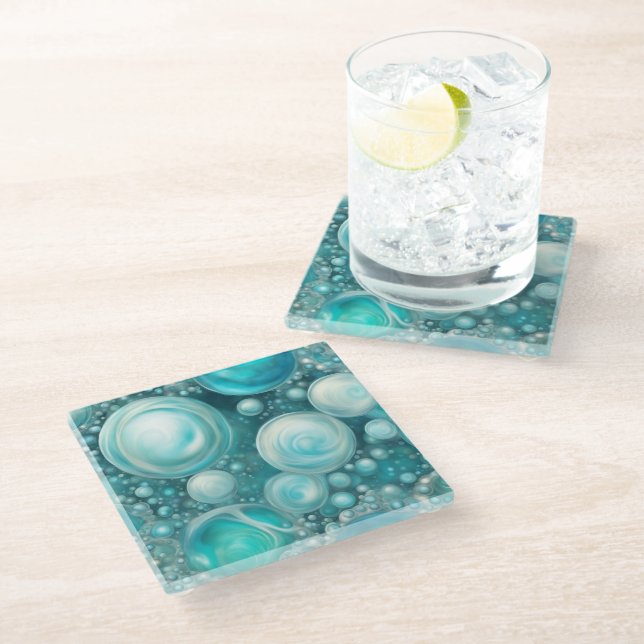 Posavasos De Vidrio Burbujas de Beluga (Angular)