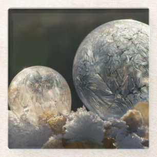 Posavasos De Vidrio Burbujas de jabón congeladas Foto de invierno de