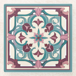 Posavasos De Vidrio Burgundy Tile