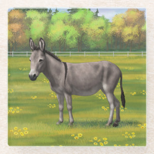 Posavasos De Vidrio Burro Gris De Burro De Burro En Pasto