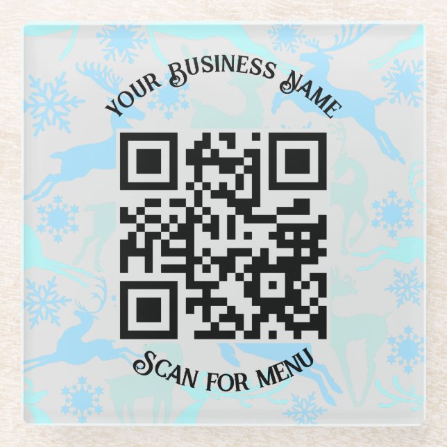 Posavasos De Vidrio Buscar código QR de menú con personalización LGrey (Anverso)