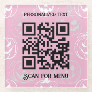 Posavasos De Vidrio Buscar código QR de menú con Pk LPink BG personali