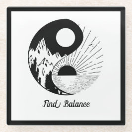 Posavasos De Vidrio Buscar equilibrio Zen Yin Yang blanco negro