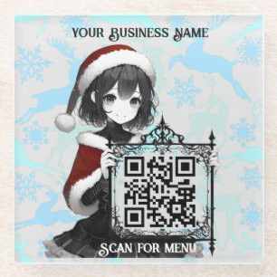 Posavasos De Vidrio Buscar Menu3 QRcode con personalización LGreyBG
