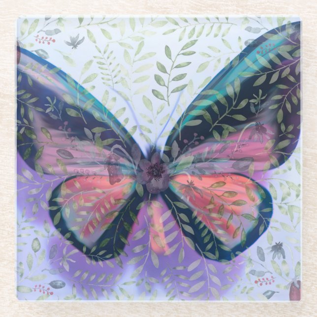 Posavasos De Vidrio Butfly Garden Fantasy Coaster (Anverso)