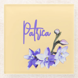 Posavasos De Vidrio Butter Yellow & Lilac SunOrchid Birthday