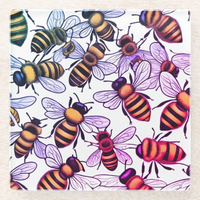 Posavasos De Vidrio Buzzing with bees (Anverso)