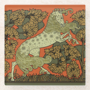 Posavasos De Vidrio Caballo Art Nouveau de Verneuil: Vintage Ecuestre