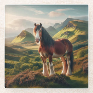 Posavasos De Vidrio caballo Clydesdale tierras altas de Escocia