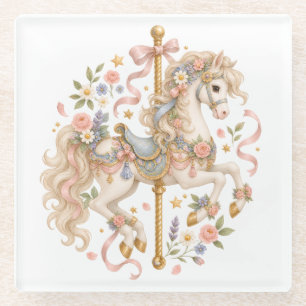 Posavasos De Vidrio Caballo de carrusel elegante cuento de hadas franc