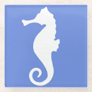Posavasos De Vidrio Caballo de mar azul