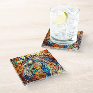 Posavasos De Vidrio Caballo de vidrio emplomado vibrante 25