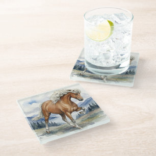 Posavasos De Vidrio Caballo islandés Edda Silver bay en las montañas S