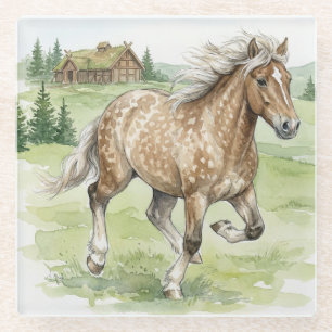 Posavasos De Vidrio Caballo islandés Stjarna galopando en prado