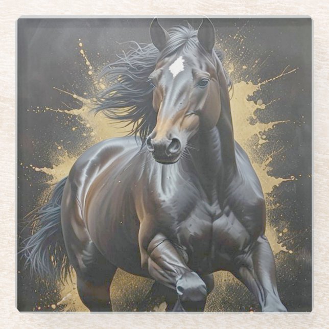 Posavasos De Vidrio caballo oscuro genial (Anverso)