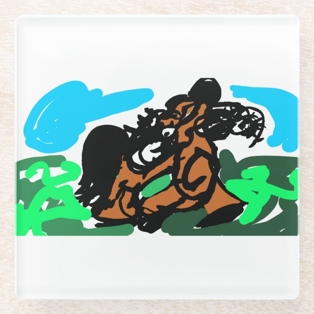 Posavasos De Vidrio Caballo salvaje  (Anverso)