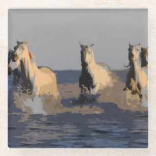 Posavasos De Vidrio Caballos del mar - Caballos salvajes