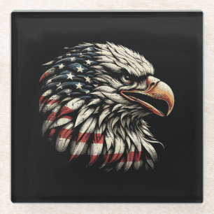 Posavasos De Vidrio Cabeza de águila calva bandera americana USA Patri