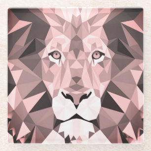 Posavasos De Vidrio Cabeza de León Geométrica Regal Rosa
