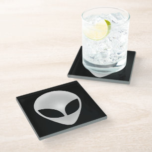 Posavasos De Vidrio Cabeza gris alienígena
