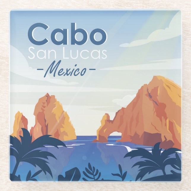 Posavasos De Vidrio Cabo San Lucas México (Anverso)